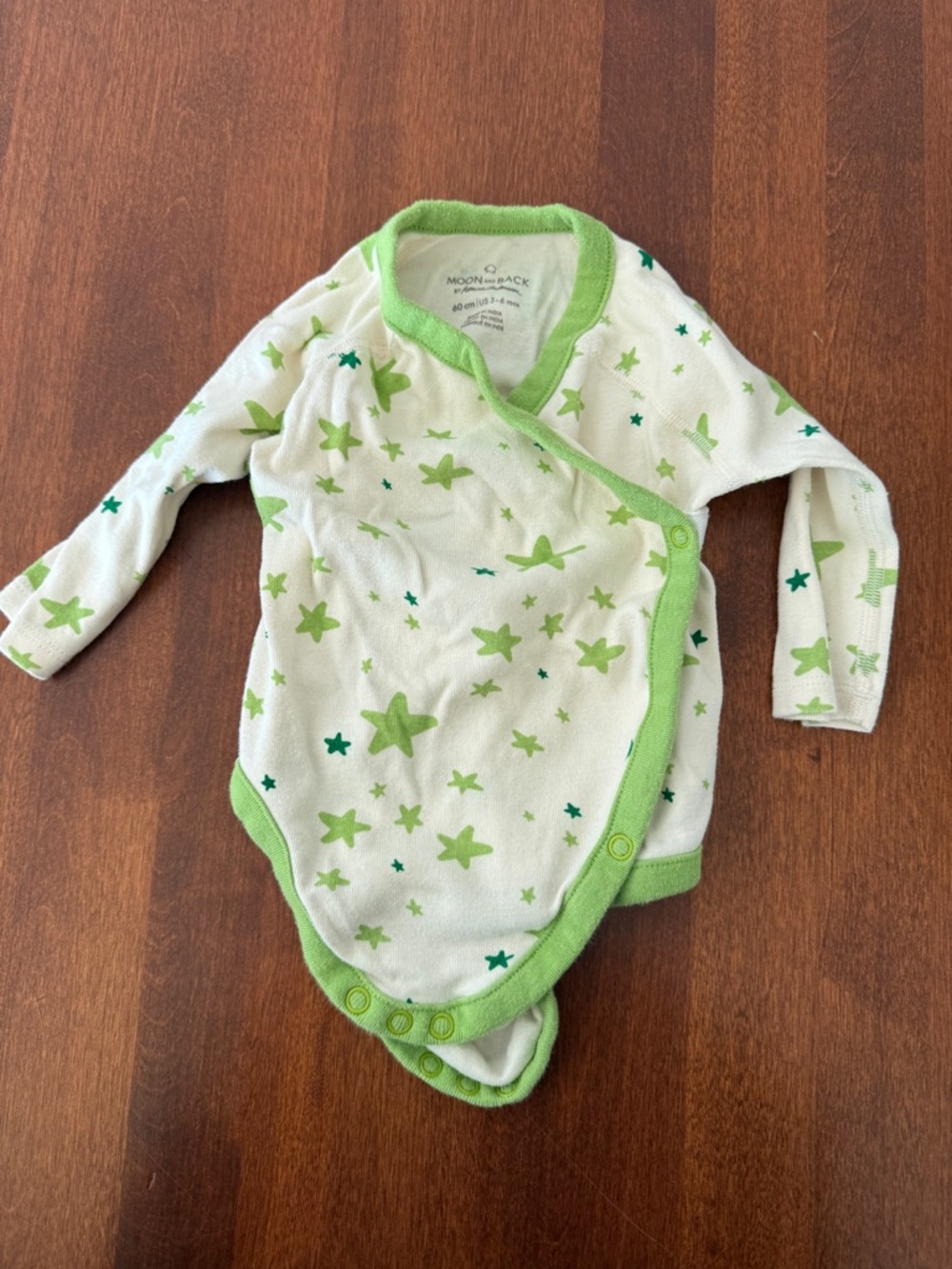 Hanna Andersson Green Star Print Wrap Bodysuit